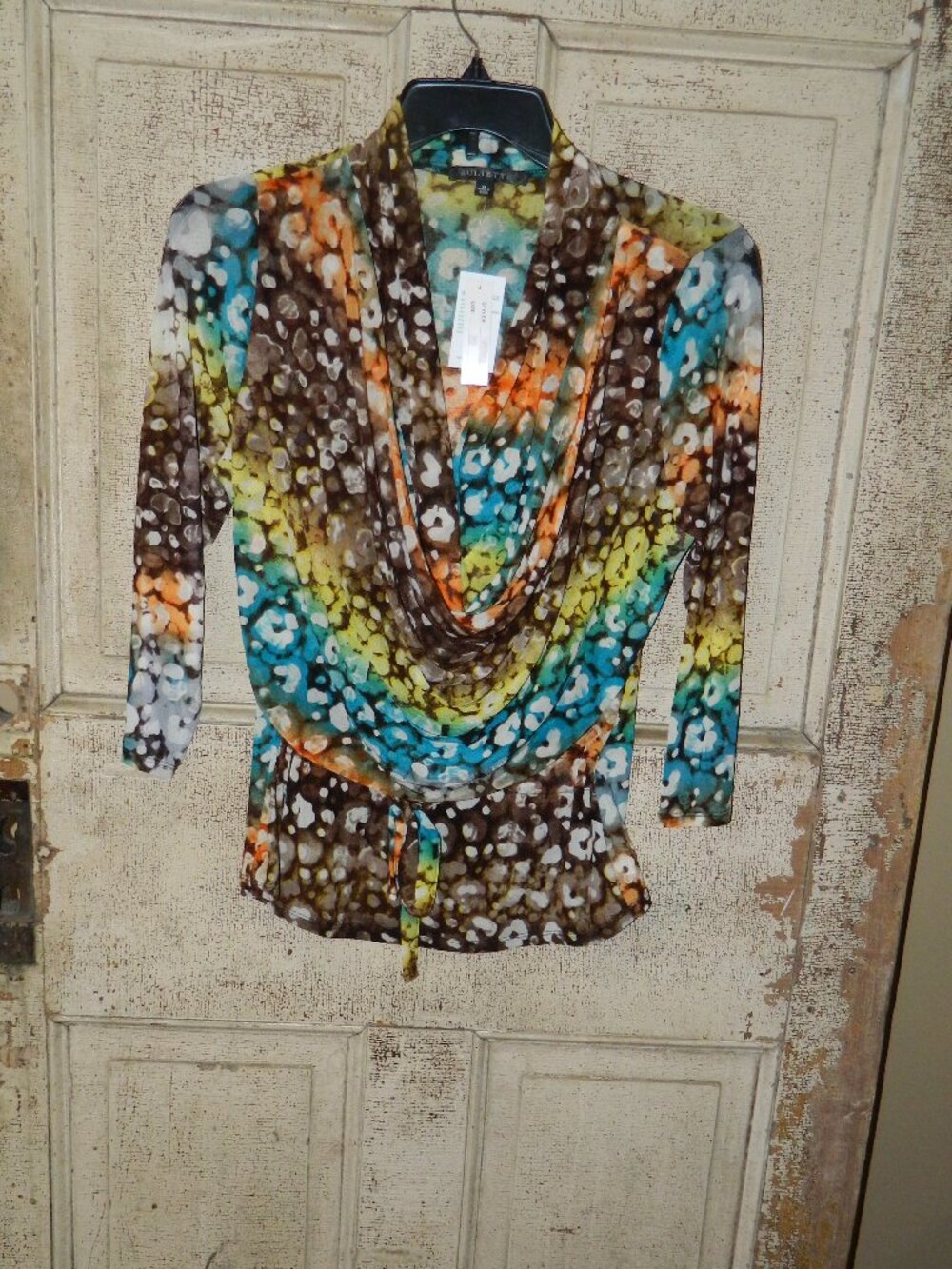 Juliette Draped Front Tie Waist Blouse Sz M (H-5)